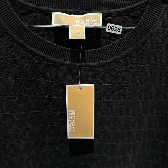 NWT Michael Kors Women’s Sz Sm & Med Black Sweater Vest Gold Logo Buttons K626 - Picture 4 of 14